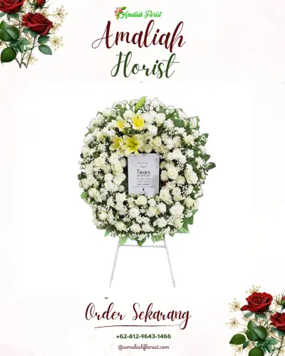 Krans Bunga Duka Cita di Balai Persemayaman Angsapura
